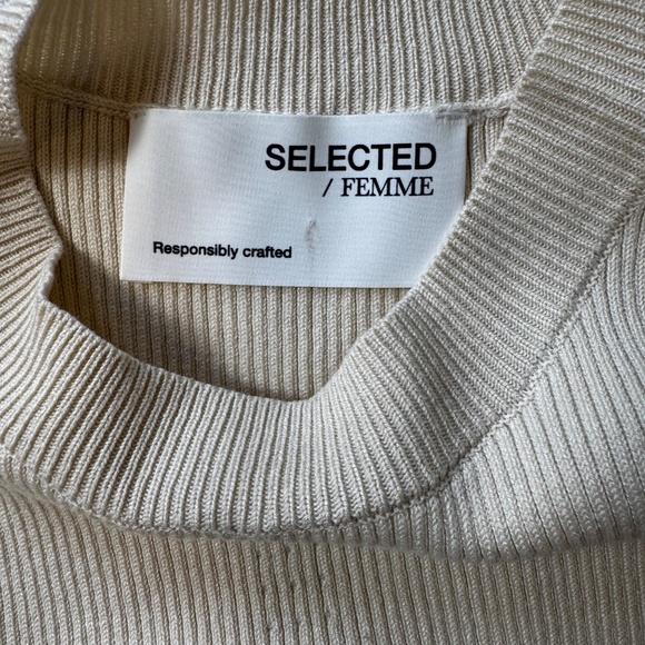 NWT Selected Femme SLFSOLINA KNIT TOP NOOS Sleeveless top Size M Birch Cream - Picture 8 of 14